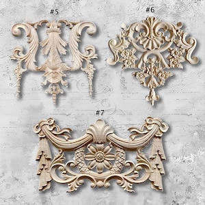Unpainted Wood Applique,Retro wood corner flower carving,Home Wall Embellishment,Furniture Carving Supplie,Furniture Decals,Wood Onlay M21-1