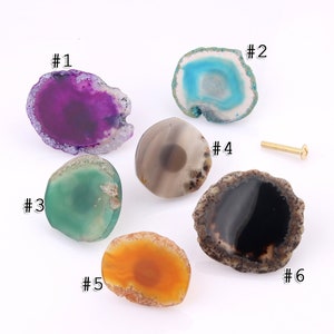 Bouton en agate / poignées en pierre précieuse / poignées de minerai / bouton en pierre semi-précieuse / tiroir / tiroir / tirettes darmoire / poignée de garde-robe / bouton de commode / matériel de meuble image 2