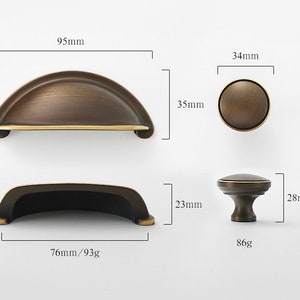 Maniglie a conchiglia in ottone massiccio Maniglie Pomelli Maniglie per porte dell'armadio per cassetti Maniglie per mobili Maniglie per cassetti Maniglie in ottone Manopole Hardware immagine 3