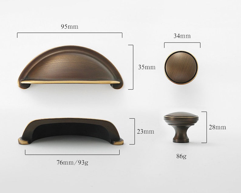 Maniglie a conchiglia in ottone massiccio Maniglie Pomelli Maniglie per porte dell'armadio per cassetti Maniglie per mobili Maniglie per cassetti Maniglie in ottone Manopole Hardware immagine 3