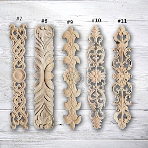 Unpainted Wood Flower Carved Applique Onlay,Furniture Carving Supplies,Corner flowers,Furniture Decals,Applique Onlay,Wall wood decals M14-1
