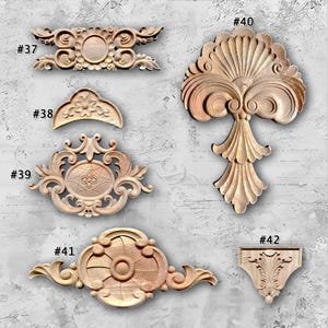 1 Piece Rosettes Applique Onlay, Unpainted Wood Carved Applique Onlay, Furniture Carving Supplies, Wood Decals,Corner flower MT18-4