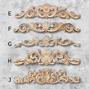 1 Piece Rosettes Applique Onlay, Unpainted Wood Carved Applique Onlay, Furniture Carving Supplies, Wood decals, Corner flowers MT23-1