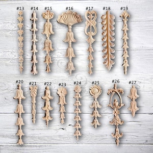 1 Piece Rosettes Applique Onlay, Unpainted Wood Carved Applique Onlay, Furniture Carving Supplies, MT15-1