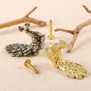 Brass Peacock Knob Antique bronze Solid Brass Knob Kitchen Cabinet Handle Pull Brass Drawer pull Dresser Handle Unique Furniture Hardware