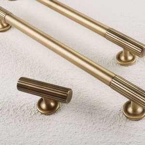 Minimalist solid brass Antiqued bronze knurled handle drawer wardrobe door handle cabinet handle Drawer Handles Brass Handle Knob Hardware image 9