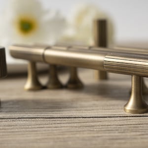 Minimalist solid brass Antiqued bronze knurled handle drawer wardrobe door handle cabinet handle Drawer Handles Brass Handle Knob Hardware image 6