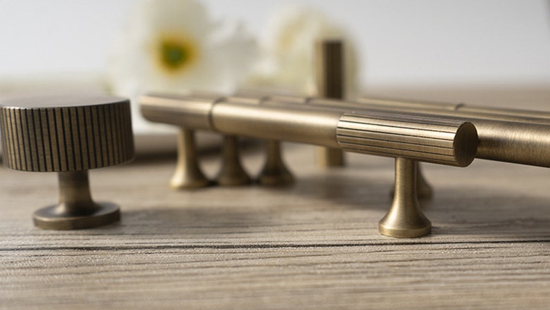 Minimalist solid brass Antiqued bronze knurled handle drawer wardrobe door handle cabinet handle Drawer Handles Brass Handle Knob Hardware image 6