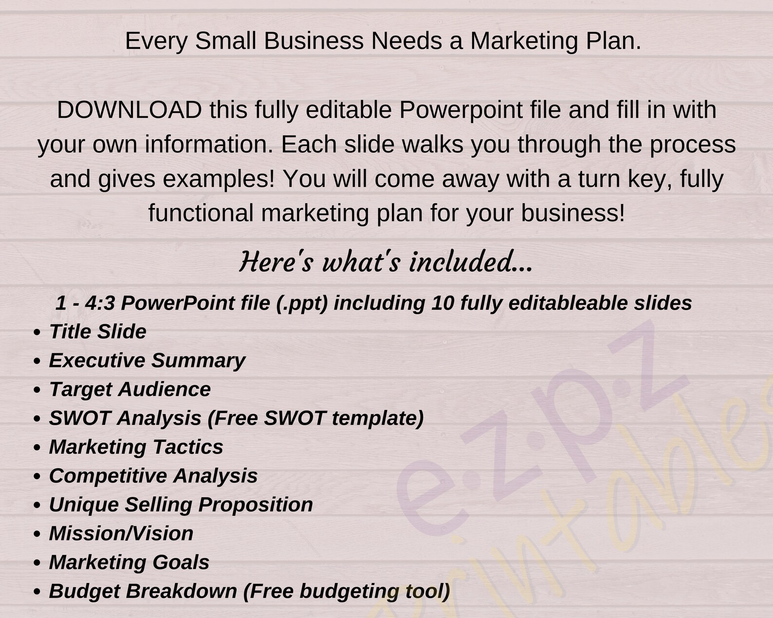 Small Business Marketing Plan Powerpoint Deck *EDITABLE* Powerpoint ...