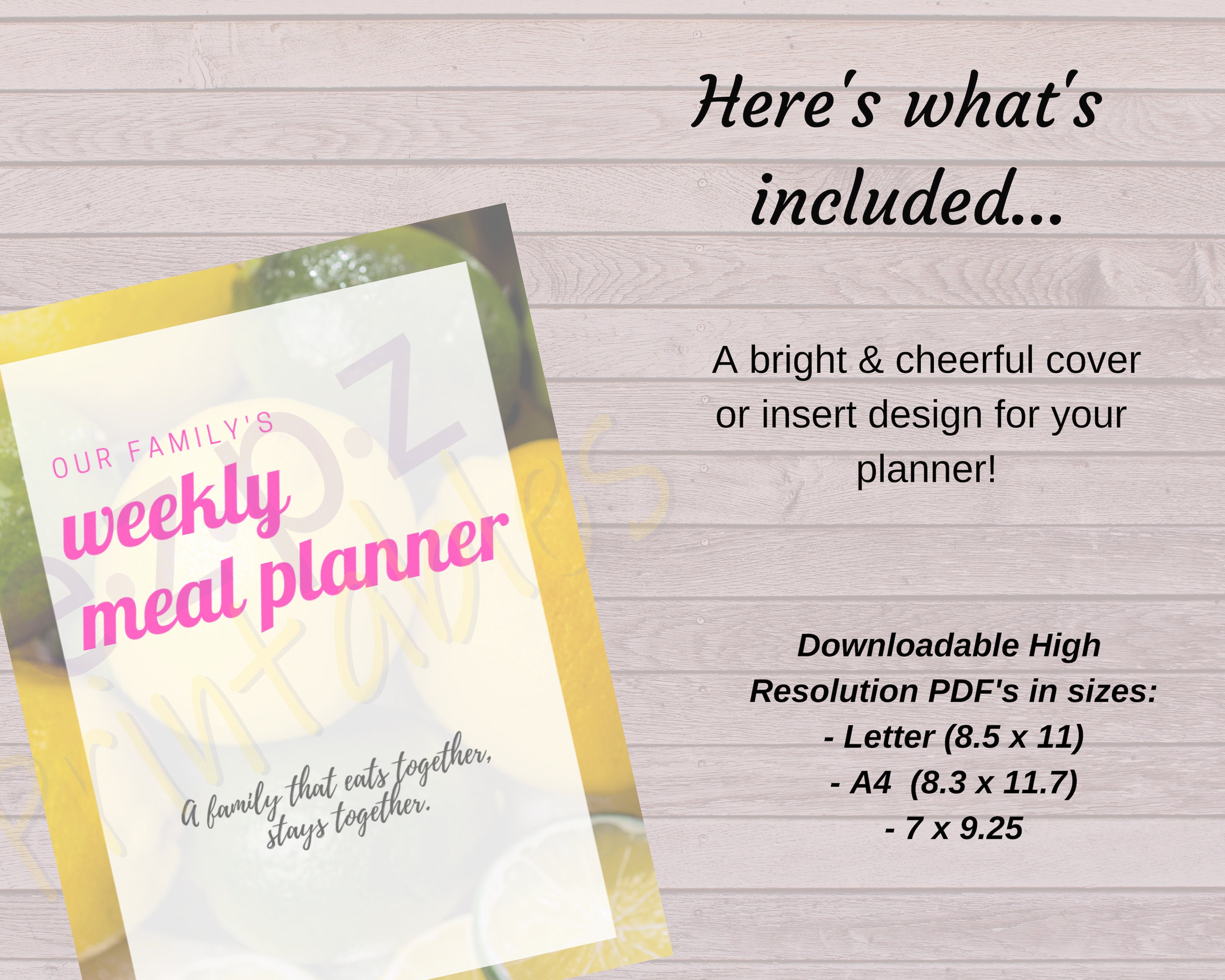 Family Weekly Meal Planner With Shopping List PRINTABLE | 3 Sizes ...