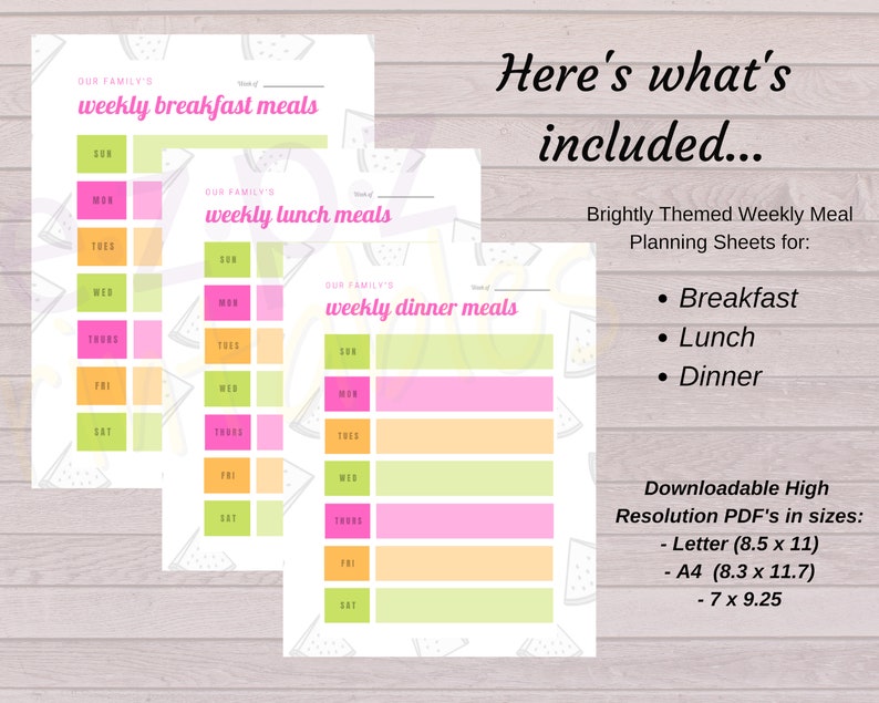 Family Weekly Meal Planner With Shopping List PRINTABLE | 3 Sizes ...