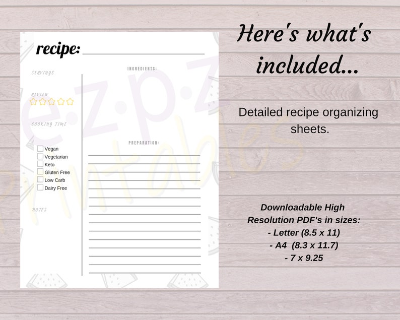 Family Recipe Organizer PRINTABLE | 2 Sizes | INSTANT DOWNLOAD | Bright ...