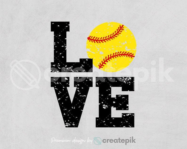 Distressed Love Softball Svg Softball Heart Svg Grunge Etsy