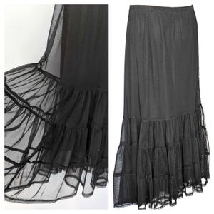 Gothic Steampunk LONG BLACK SKIRT ~ Frilled /Tiered MicroMesh over Opaque Lining ~ plus size curvy volup by T S Taking Shape Australia