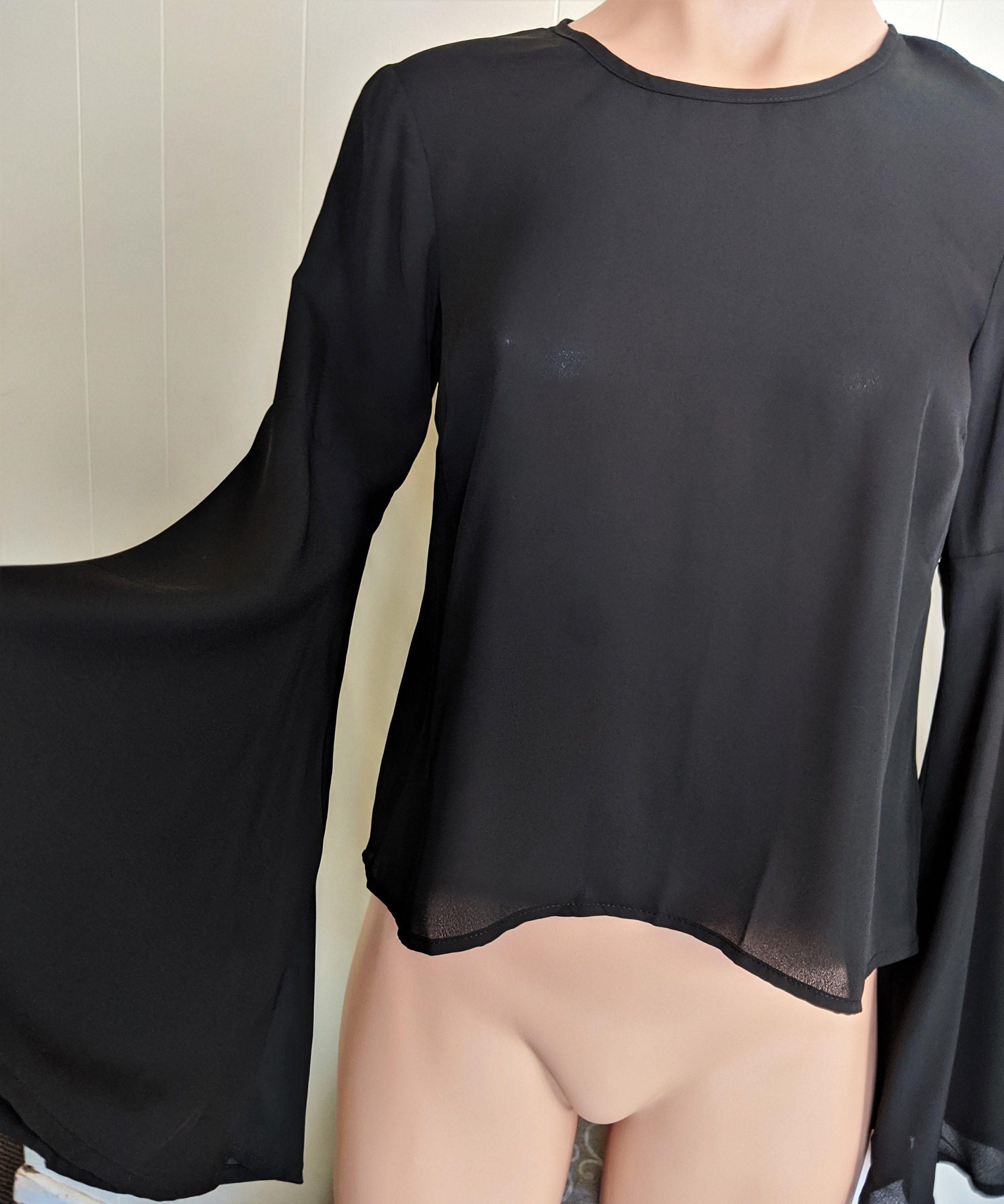 GOTHIC ANGEL SLEEVESBlack Top with Big Flowing Sleeves and Etsy