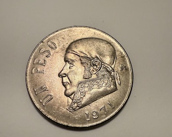 1971 Un Peso Mexican Coin Circulated José María Morelos