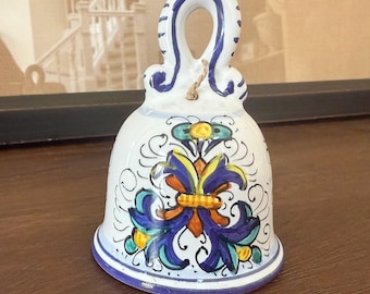 Italian Hand Painted Deruta Pottery Ceramic Bell