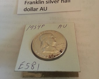 ABOUT UNCIRCULATED* 90/% SILVER *FREE SHIPPING* 1954 S Franklin Half Dollar *AU