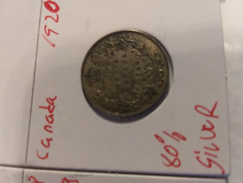 E884 vintage coins 19121917 Canada sterling Silver 25 cents 1920 .800 silver 100 years old