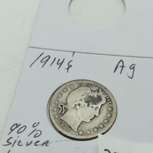 1916D Barber Quarter: 90% Silver US Coin