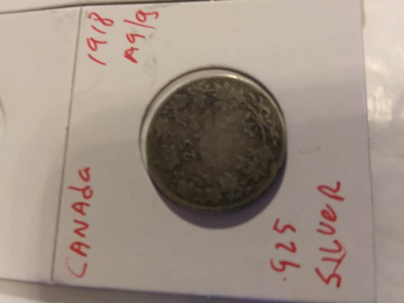 E884 vintage coins 19121917 Canada sterling Silver 25 cents 1920 .800 silver 100 years old