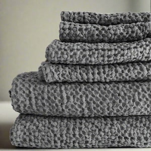 Linen Waffle Big Towels Natural and Other Colours: Towel Set, Bath Towel, body linen towels. European flax linen, Super Absorbent.