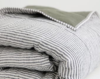 100% Organic Linen Bedding Blanket/Comforter, Winter/Summer Stonewashed Duvet Full/Queen or King, Soft, Light, various colors, free shipping