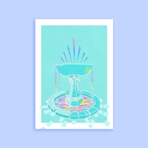 Illustratie - Kleine A5-poster met holografisch effect - A5-print - Fantastische inspiratie en symbolisch motief DE WENSFONTEIN
