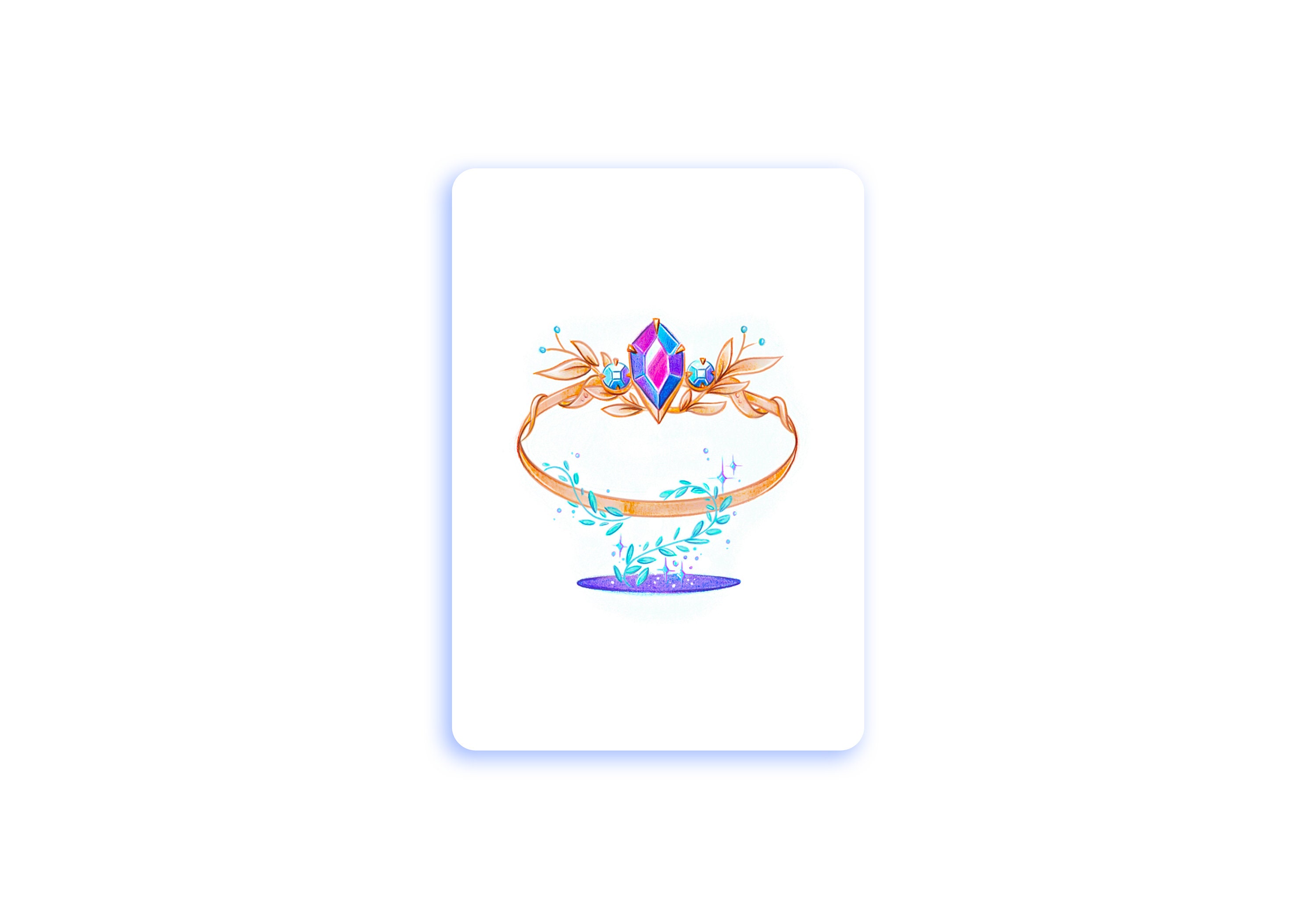 Bague - Inktober 2019 Illustration Carte Coins Arrondis Impression A5 Signée Au Dos