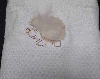 Fuzzy applique hedgehog towel