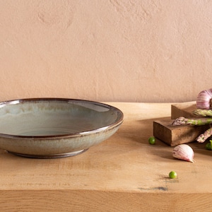 Handmade Large Turquoise Dinner Serving Bowl, Rustic Salad Bowl, Ceramic Pottery Fruit Bowl, Christmas Gift