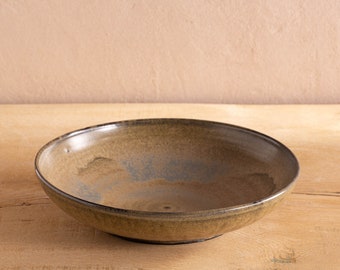 Olive Green Rustic Large Bowl, 9.5" Ceramic Sage Green Salad Serving Bowl, Pottery Dinnerware Serving Dishes, Artistic Table Decorative Bowl