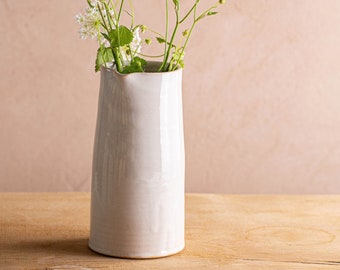 Tall Ceramic White Pitcher, Handmade Pottery Water Pitcher, Modern Flower Vase, Minimalist Pitcher / Vase - 3 Sizes Options