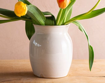 Handmade Pottery Classic White Flower Vase, Pearl White Modern Ceramic Large Vase, Gift For Mother's Day