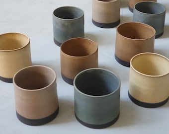 2 Colorful Matte Ceramic Mugs, Two Pottery Mugs, 2 Coffee / Tea Stoneware Mug,  Natural Color Coffee Cups, Modern Mug Set, Gift for mom