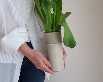 Keramik Handgemachte große Keramik Vase, weiße Vase für Blumen, Moderne Keramik Unikat Vase, Keramik Hochzeit Geschenk, Steinzeug Hohe Blumenvase