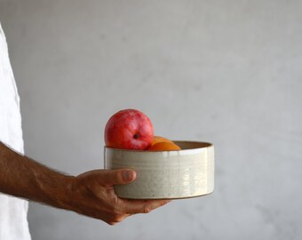 White Ceramic Cylinder 7.5" Baking Pan and Serving Bowl, White Salad Bowl, Dinnerware Serving Bowl, Handmade Pottery Bowl, Wedding Gift