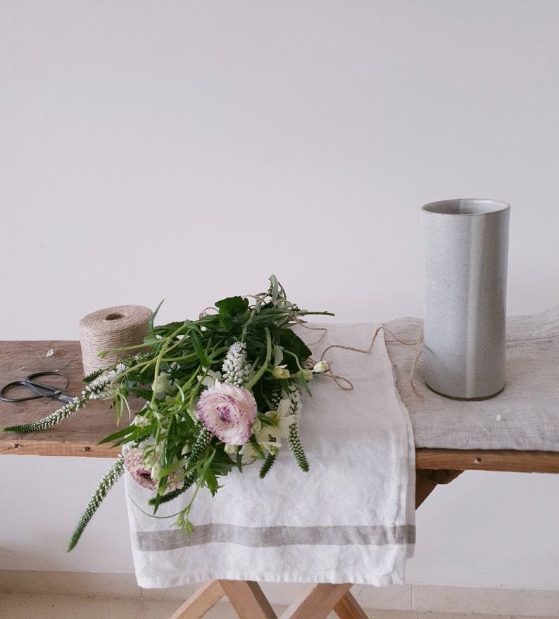 Ceramic White Cylinder Vase Tall Ceramic Flower Vase Etsy