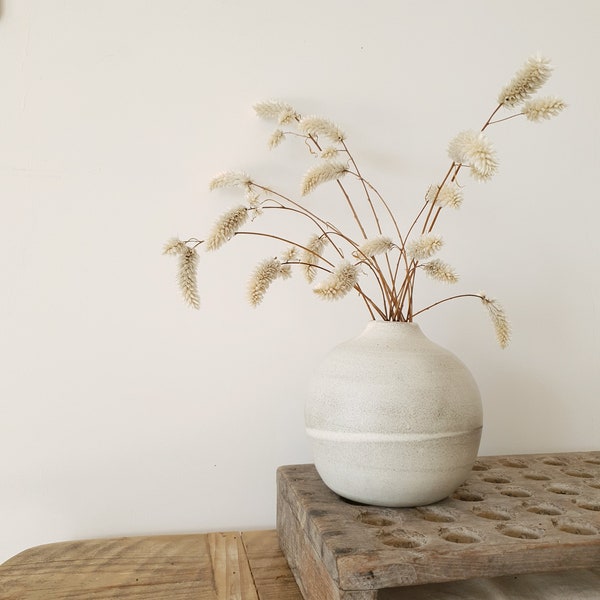 White Ceramic Bottle Vase | Minimalist White-Gray Vase