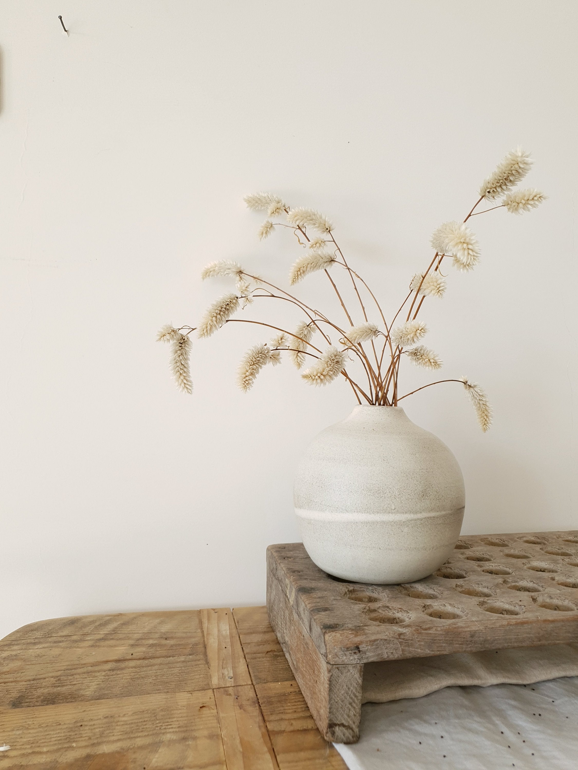 Vase de Bouteille en Céramique Blanche | Fr Vase Minimaliste Blanc-Gris