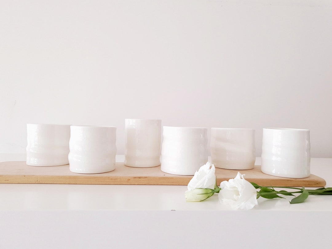 Set of 6 Porcelain Coffee Espresso Cups, White Porcelain Mugs, Ceramic ...