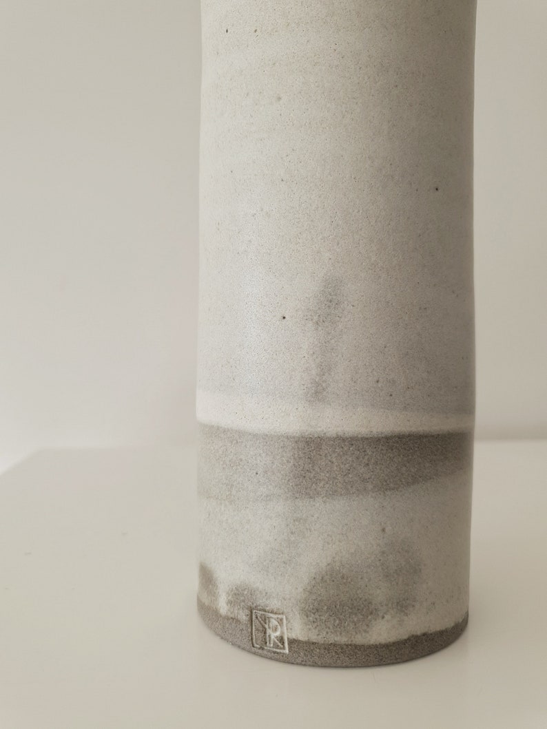 White Tall Cylinder Flower Vase Ceramic Vase Minimalist Etsy