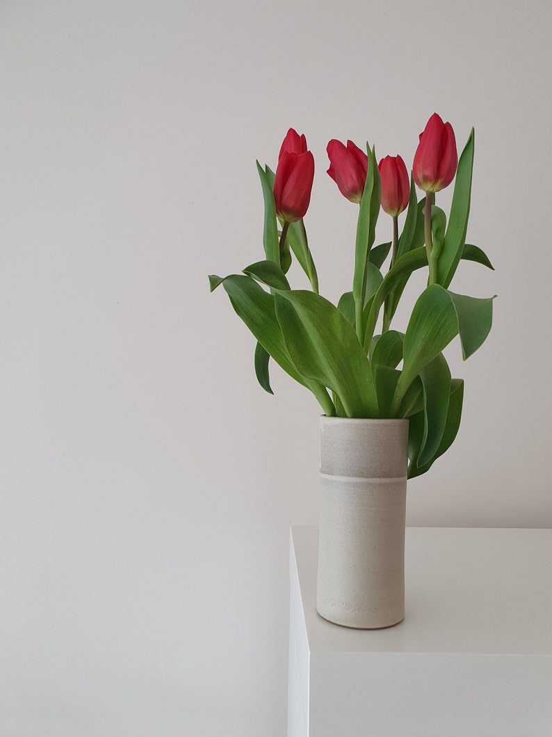 Ceramic Handmade Large Pottery Vase, White Vase for Flowers, Modern Pottery Unique Vase, Pottery Wedding Gift, Stoneware Tall Flower Vase image 3