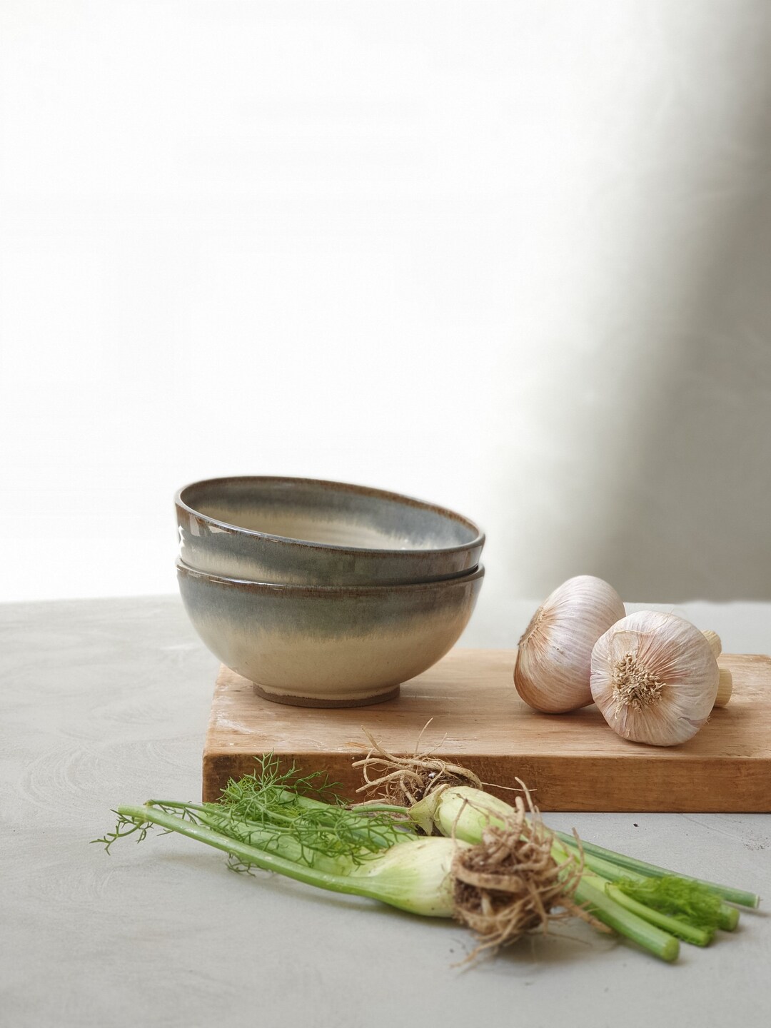 2 Large Ceramic Soup Bowl, Pottery Dinnerware Bowls, Dinner Salad Bowls