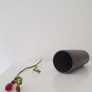 Tall Black Cylinder Ceramic Flower Vase Minimalist Pottery Vase image 4
