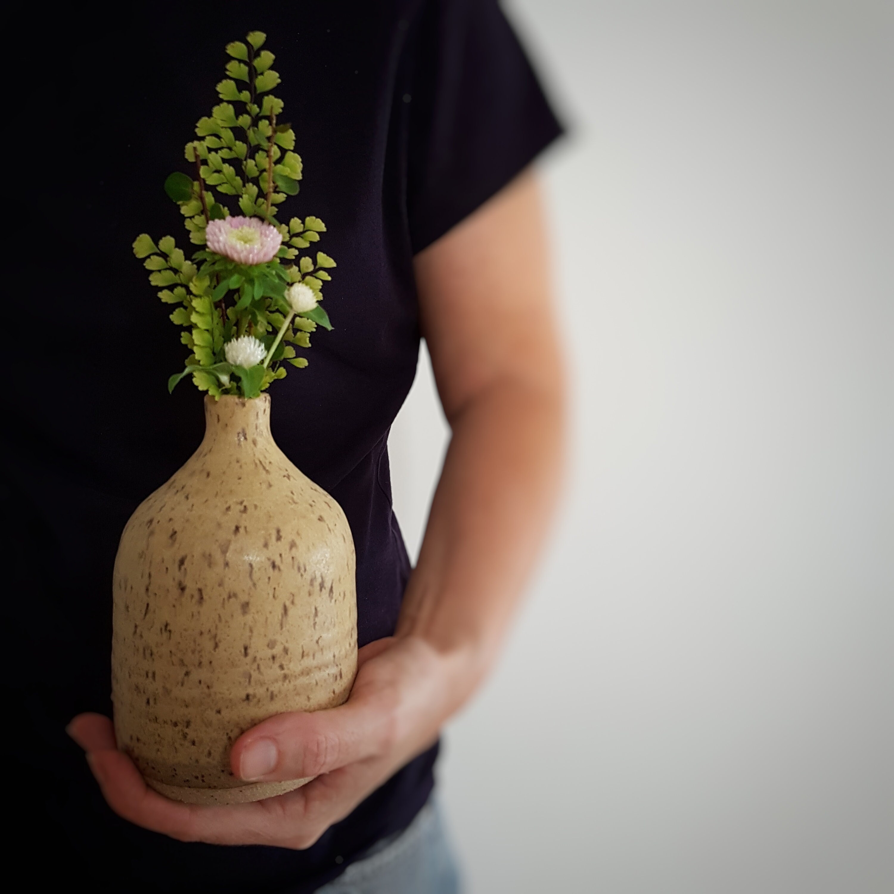 Vase de Bouteille en Céramique Moutarde Jaune Clair Vase Minimaliste Bud | Fr Moucheté