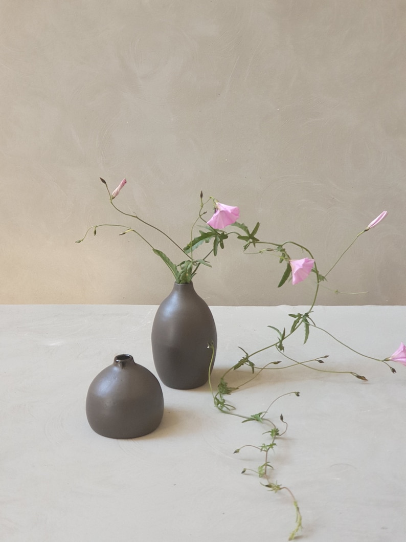Matte Black Ceramic Bottle Vase Minimalist Bud Vase Narrow ...