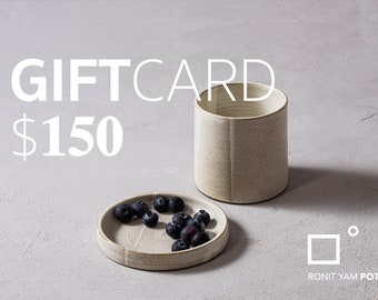 150 USD Gift E-Card Certificate For Ronityampottery Ceramic, Last Minute Gift idea, Electronic gift Voucher for Christmas
