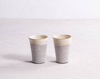 Set of 2 Ceramic Espresso Cups, White Ceramic Espresso Cup, Coffee Lovers Gift, Black And White Coffee Cup, Espresso Shot, Unique Gift