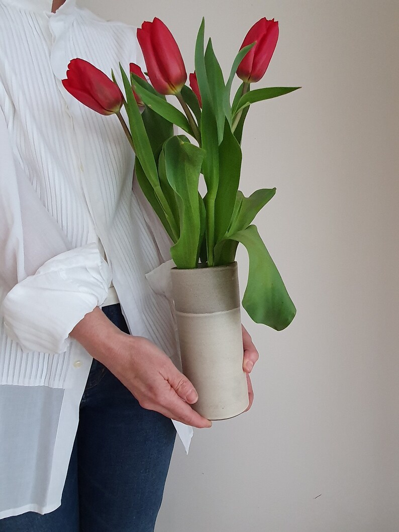 Ceramic Handmade Large Pottery Vase, White Vase for Flowers, Modern Pottery Unique Vase, Pottery Wedding Gift, Stoneware Tall Flower Vase image 1